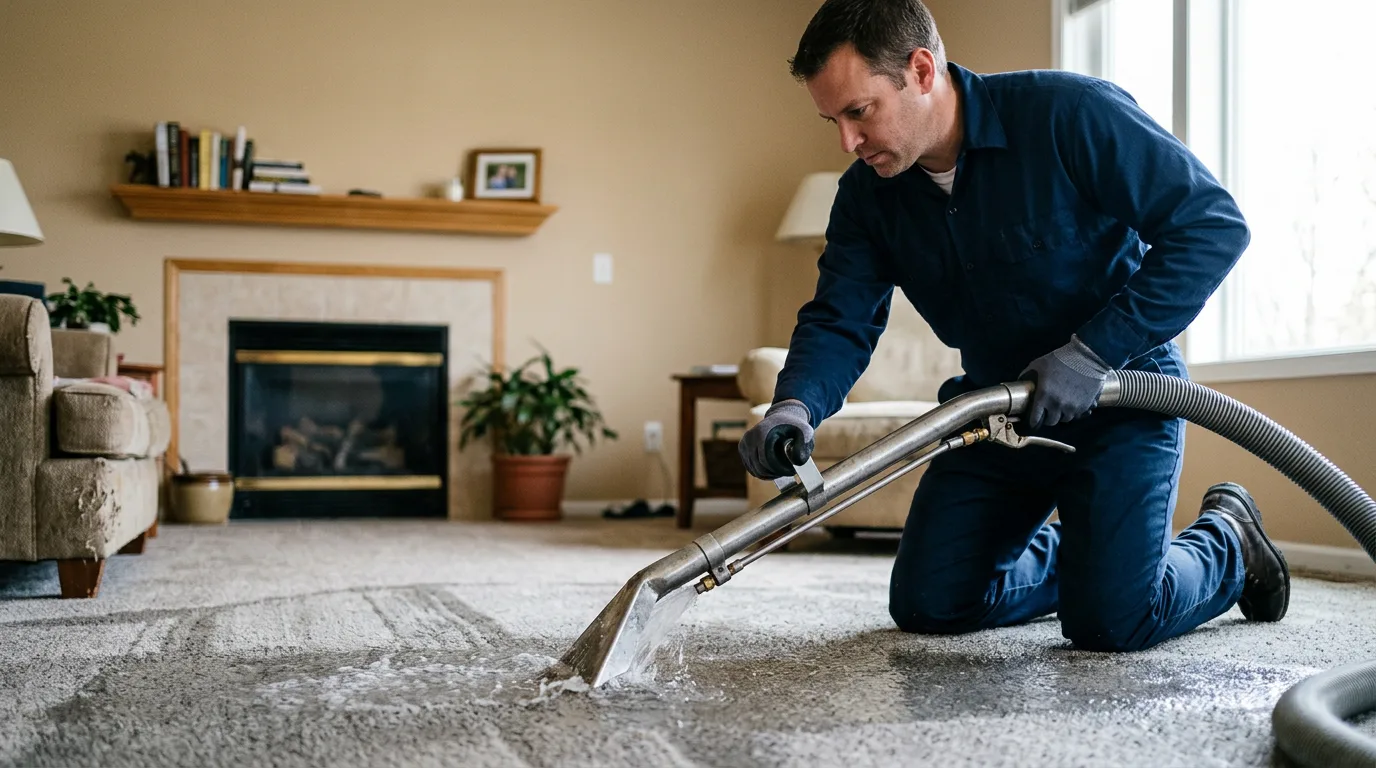 Water damage restoration technician working near Fremont, NH